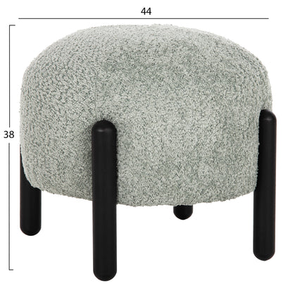 Stool Round Ewan Hm9596.05 Pistachio Green Boucle Fabric-black Metal Legs Φ45x36hcm.