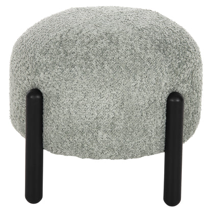 Stool Round Ewan Hm9596.05 Pistachio Green Boucle Fabric-black Metal Legs Φ45x36hcm.