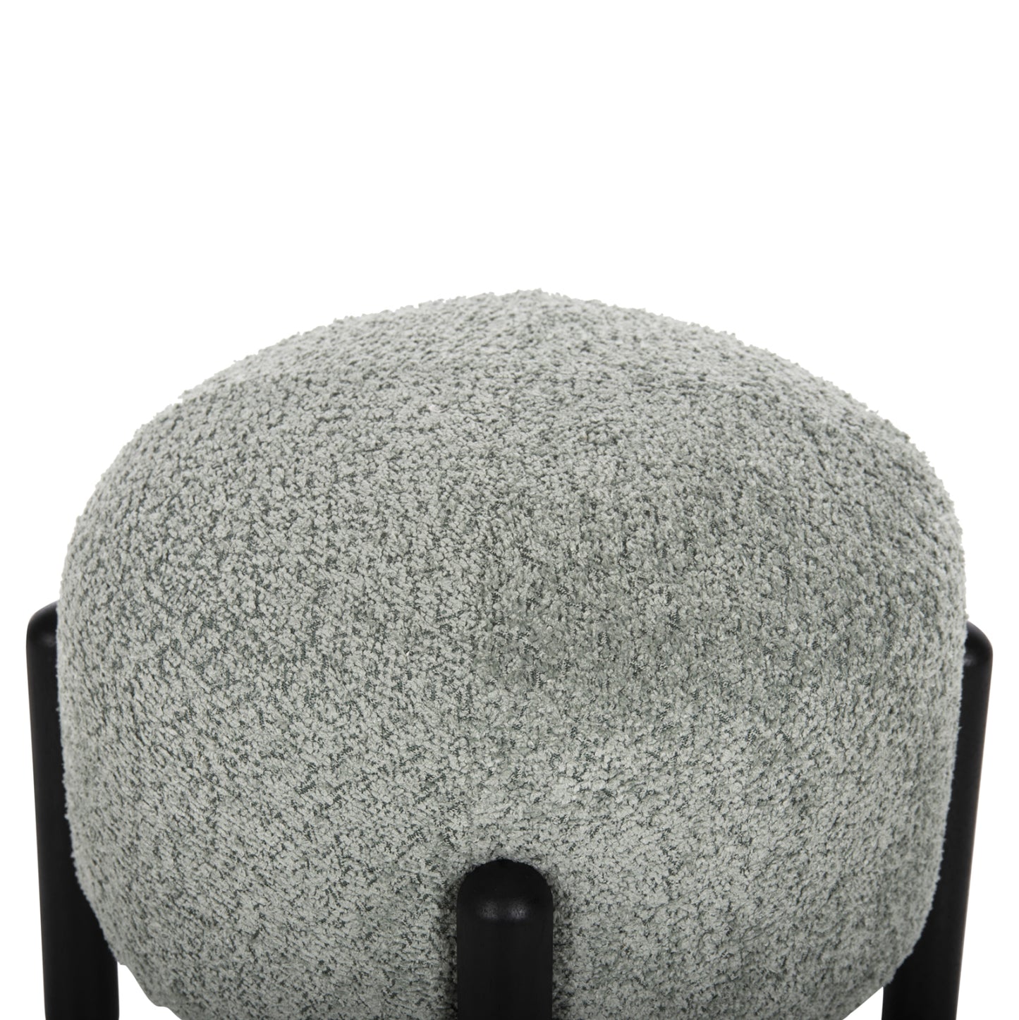 Stool Round Ewan Hm9596.05 Pistachio Green Boucle Fabric-black Metal Legs Φ45x36hcm.