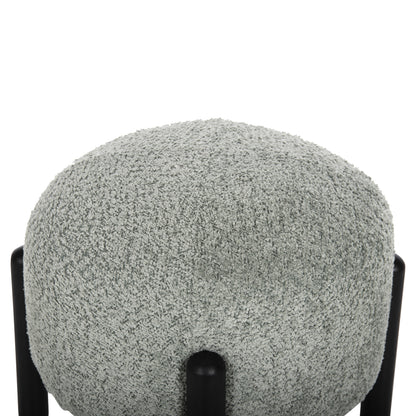 Stool Round Ewan Hm9596.05 Pistachio Green Boucle Fabric-black Metal Legs Φ45x36hcm.