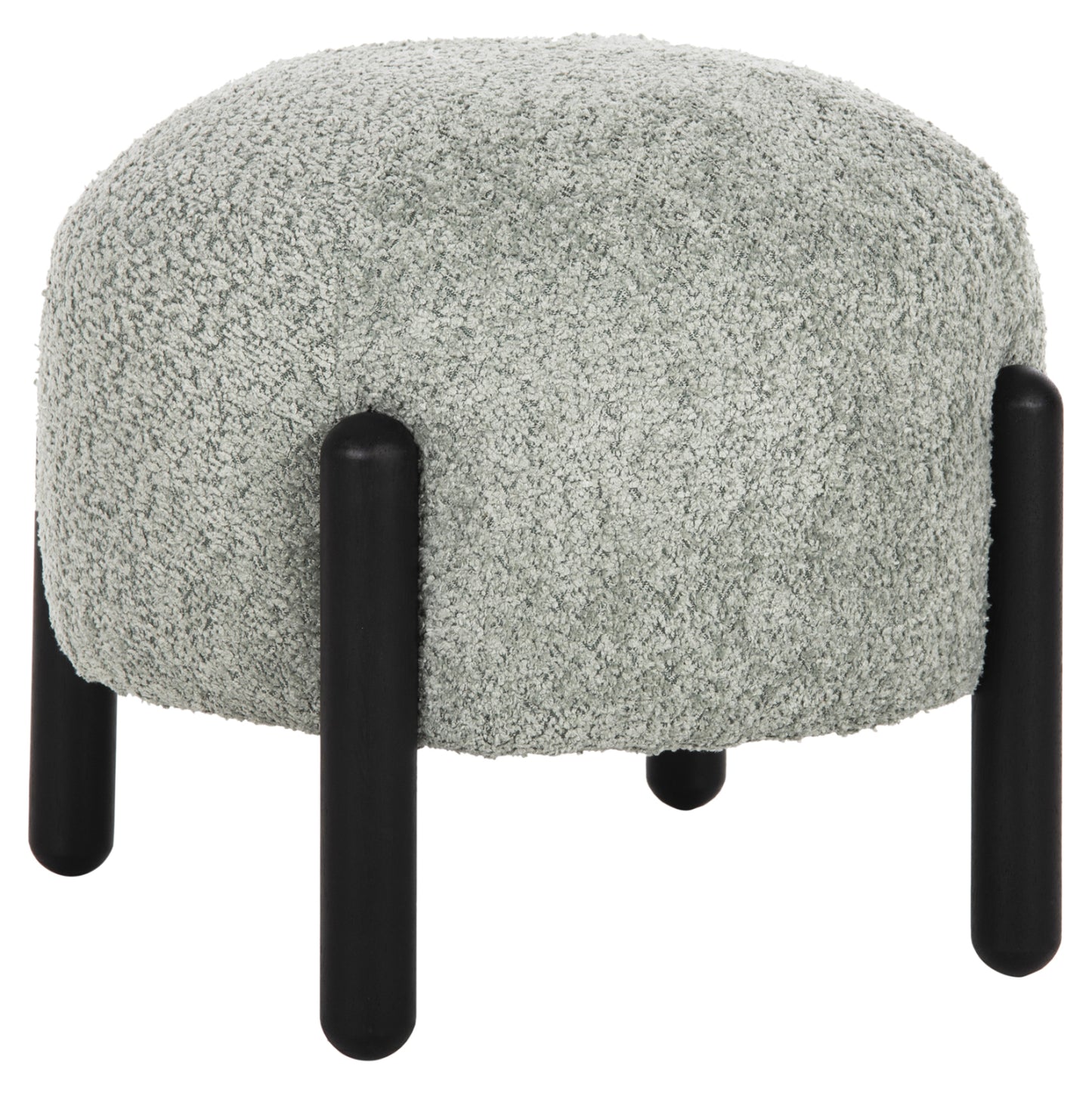 Stool Round Ewan Hm9596.05 Pistachio Green Boucle Fabric-black Metal Legs Φ45x36hcm.