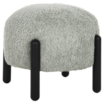 Stool Round Ewan Hm9596.05 Pistachio Green Boucle Fabric-black Metal Legs Φ45x36hcm.
