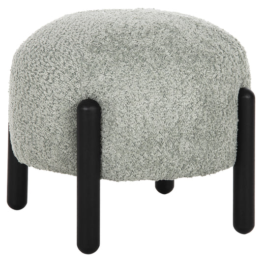 Stool Round Ewan Hm9596.05 Pistachio Green Boucle Fabric-black Metal Legs Φ45x36hcm.