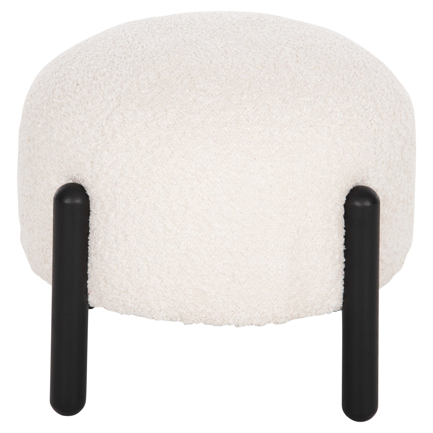 Stool Round Ewan Hm9596.06 Ecru Boucle Fabric-black Metal Legs Φ45x36hcm.