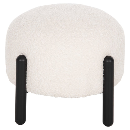 Stool Round Ewan Hm9596.06 Ecru Boucle Fabric-black Metal Legs Φ45x36hcm.