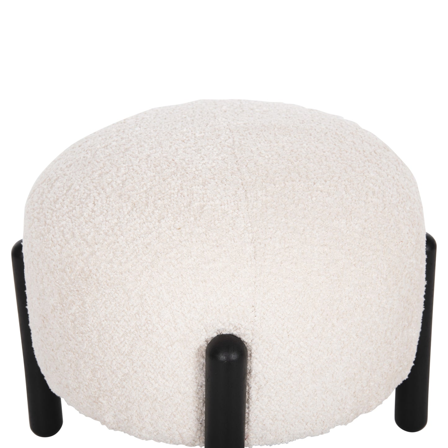 Stool Round Ewan Hm9596.06 Ecru Boucle Fabric-black Metal Legs Φ45x36hcm.