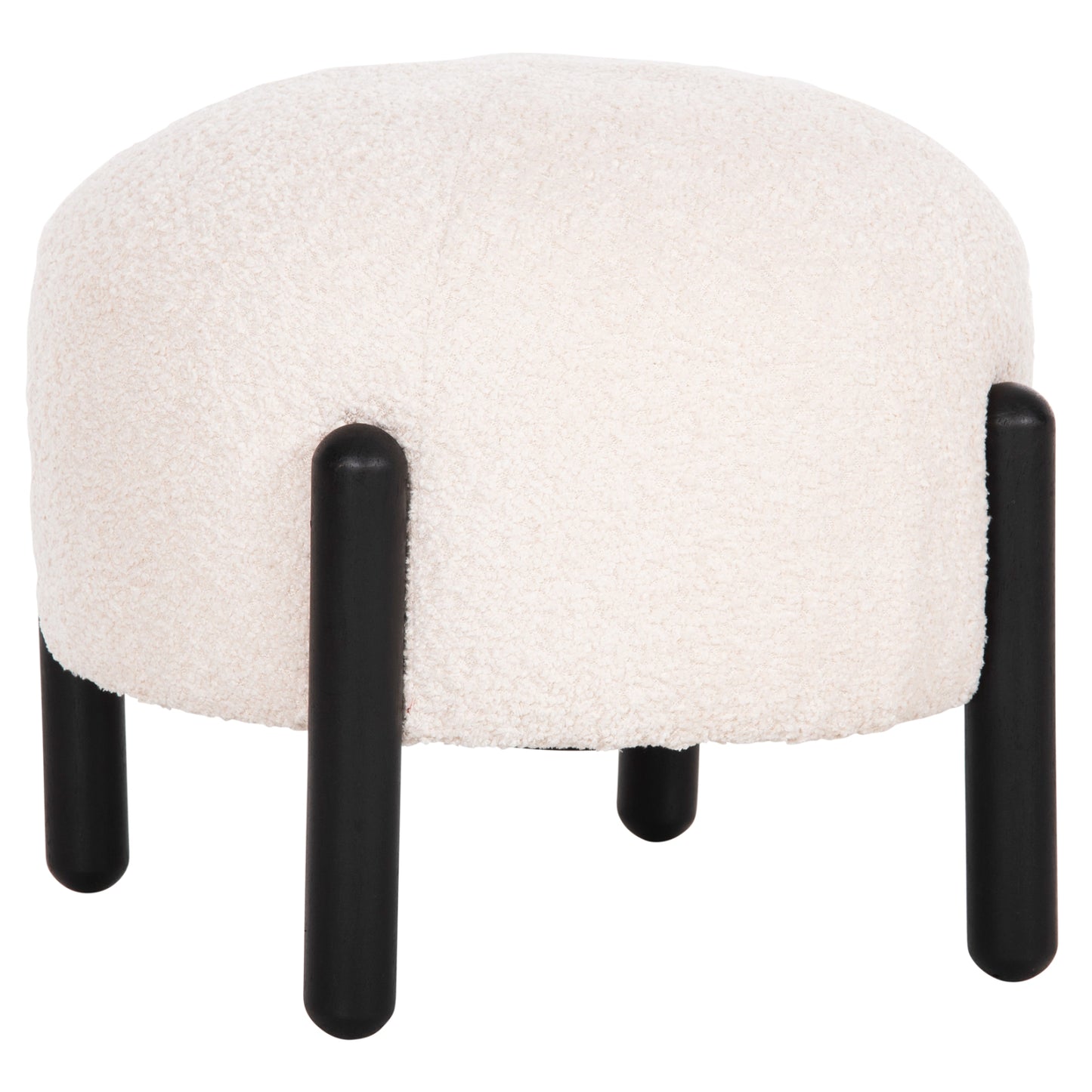 Stool Round Ewan Hm9596.06 Ecru Boucle Fabric-black Metal Legs Φ45x36hcm.