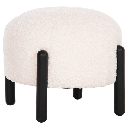 Stool Round Ewan Hm9596.06 Ecru Boucle Fabric-black Metal Legs Φ45x36hcm.
