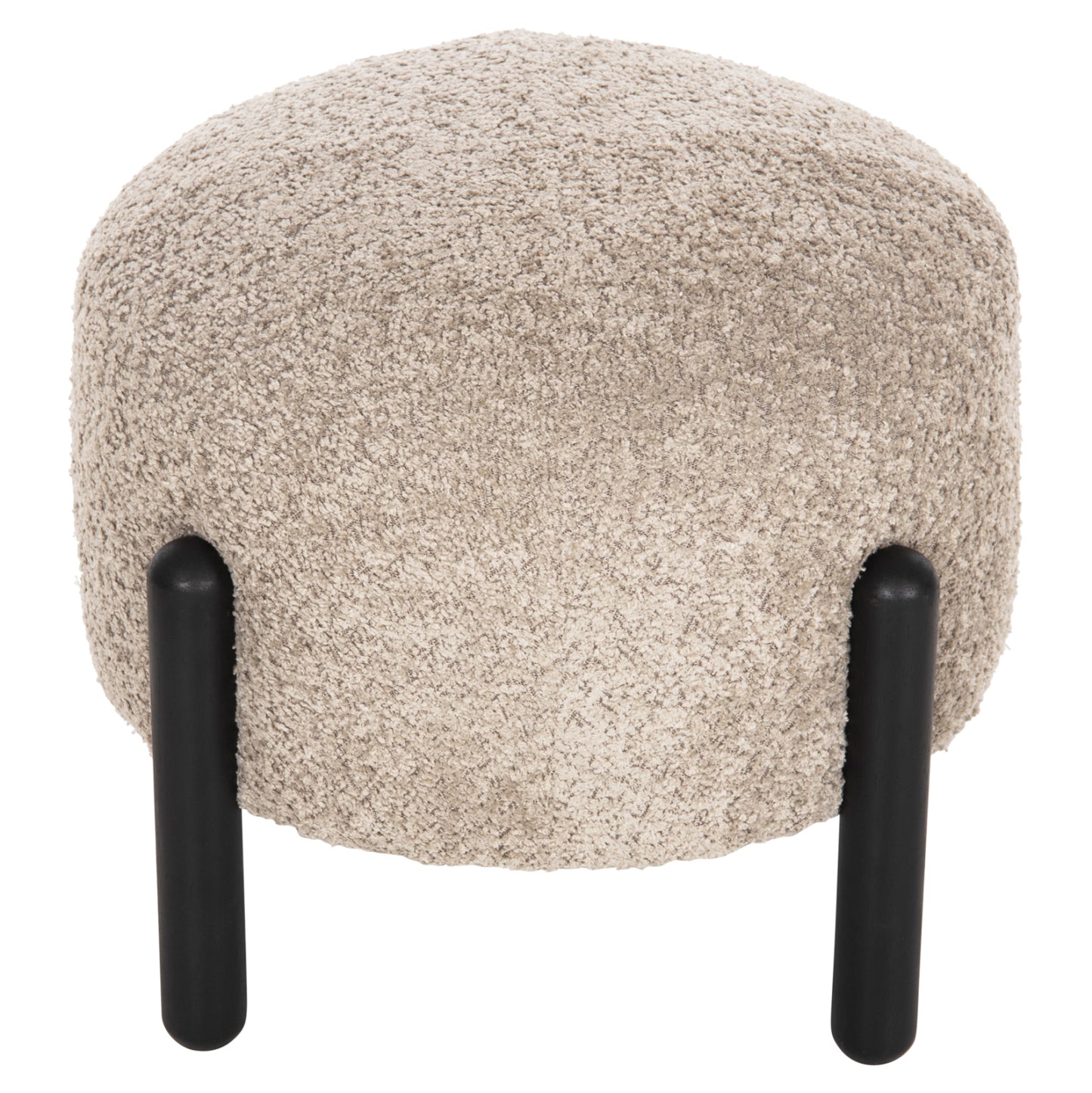 Stool Round Ewan Hm9596.08 Beige Boucle Fabric-black Metal Legs Φ45x36hcm.