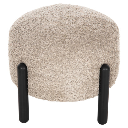 Stool Round Ewan Hm9596.08 Beige Boucle Fabric-black Metal Legs Φ45x36hcm.