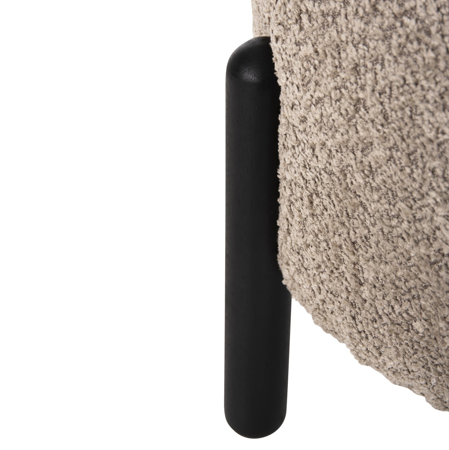 Stool Round Ewan Hm9596.08 Beige Boucle Fabric-black Metal Legs Φ45x36hcm.
