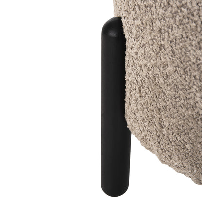 Stool Round Ewan Hm9596.08 Beige Boucle Fabric-black Metal Legs Φ45x36hcm.