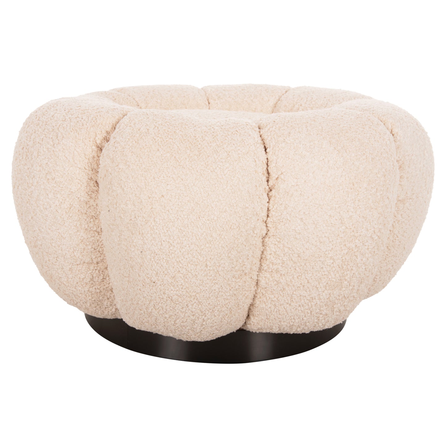 Stool Round Grymm Hm9602.06 Ecru Boucle-black Metal Base Φ60x31hcm.