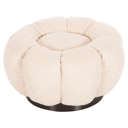 Stool Round Grymm Hm9602.06 Ecru Boucle-black Metal Base Φ60x31hcm.