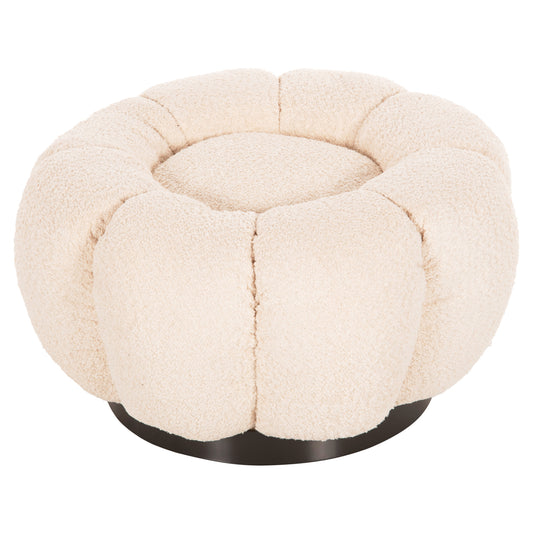 Stool Round Grymm Hm9602.06 Ecru Boucle-black Metal Base Φ60x31hcm.