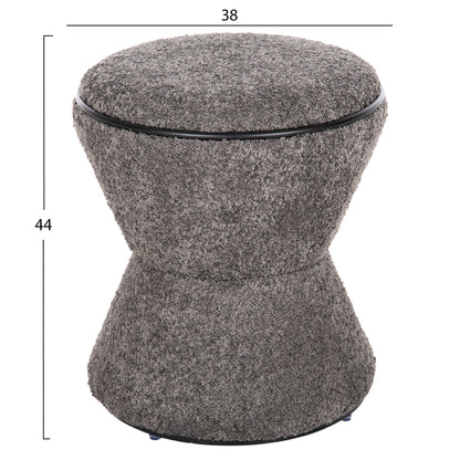 Stool Round Linner Hm9604.01 Boucle Fabric Grey-black Detail D38x44 Cm.