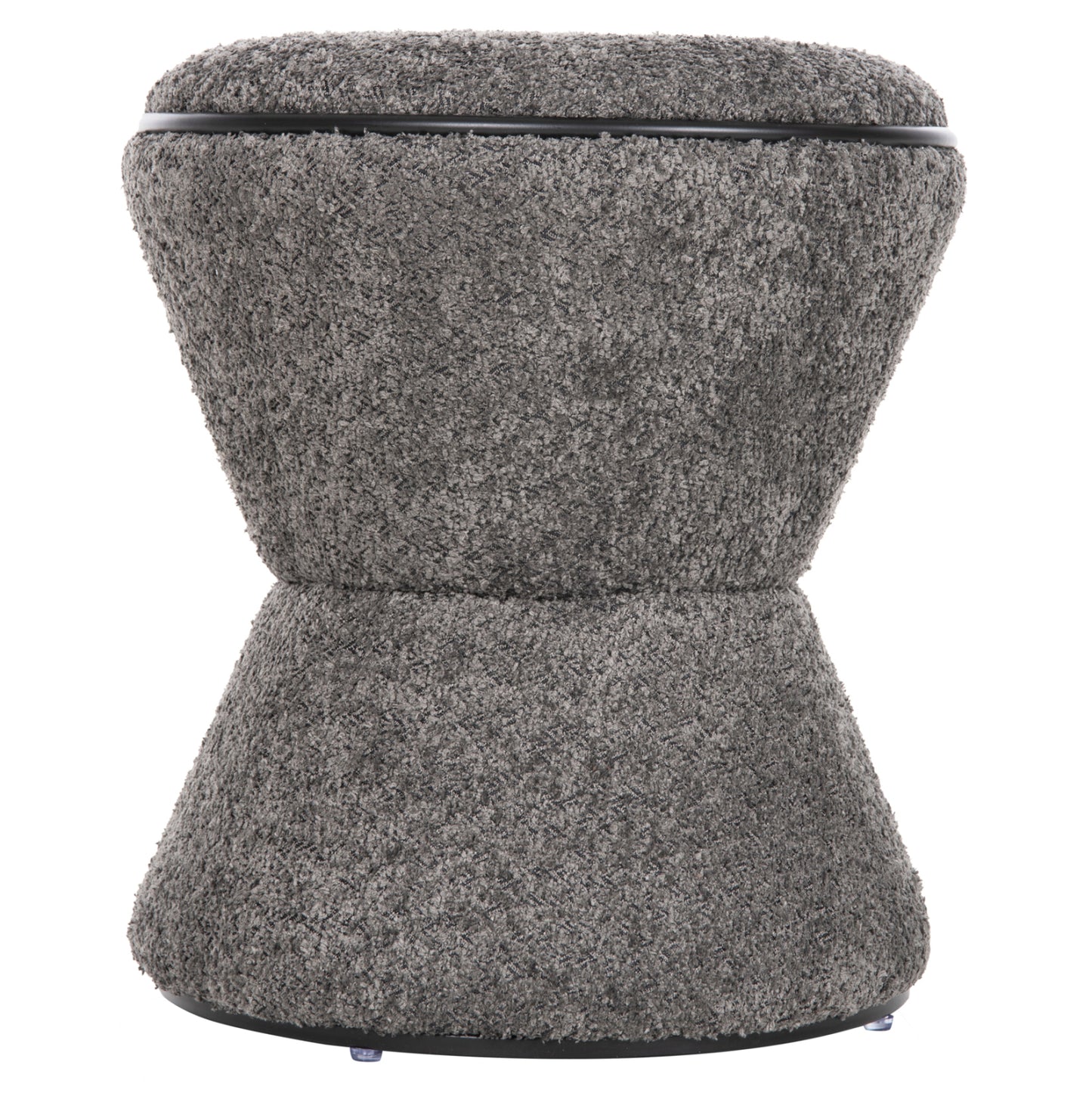 Stool Round Linner Hm9604.01 Boucle Fabric Grey-black Detail D38x44 Cm.