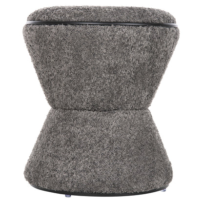 Stool Round Linner Hm9604.01 Boucle Fabric Grey-black Detail D38x44 Cm.