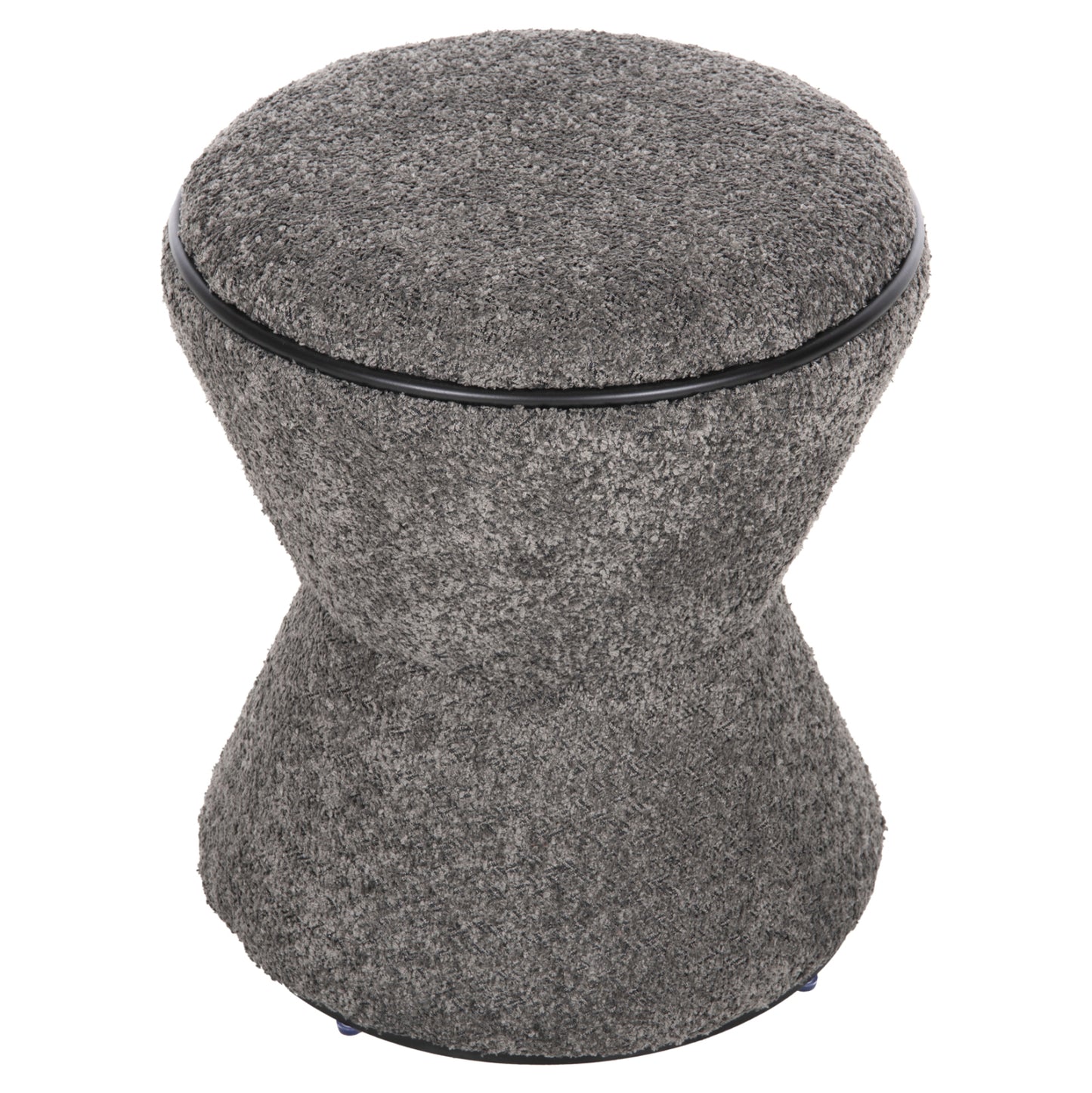 Stool Round Linner Hm9604.01 Boucle Fabric Grey-black Detail D38x44 Cm.