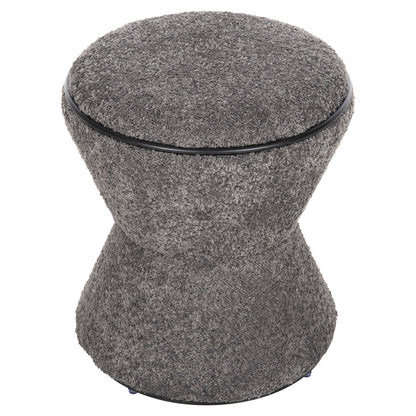 Stool Round Linner Hm9604.01 Boucle Fabric Grey-black Detail D38x44 Cm.