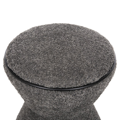 Stool Round Linner Hm9604.01 Boucle Fabric Grey-black Detail D38x44 Cm.