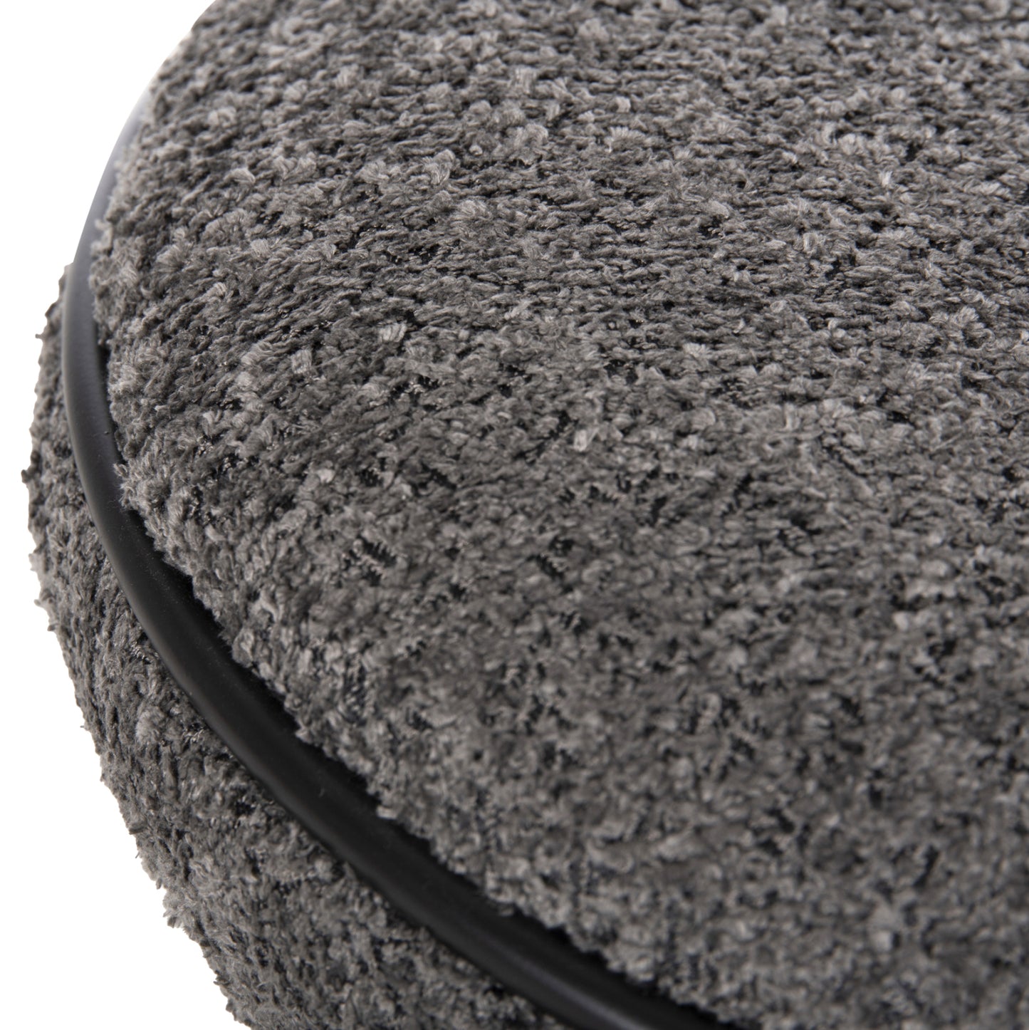 Stool Round Linner Hm9604.01 Boucle Fabric Grey-black Detail D38x44 Cm.