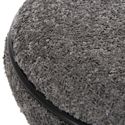 Stool Round Linner Hm9604.01 Boucle Fabric Grey-black Detail D38x44 Cm.
