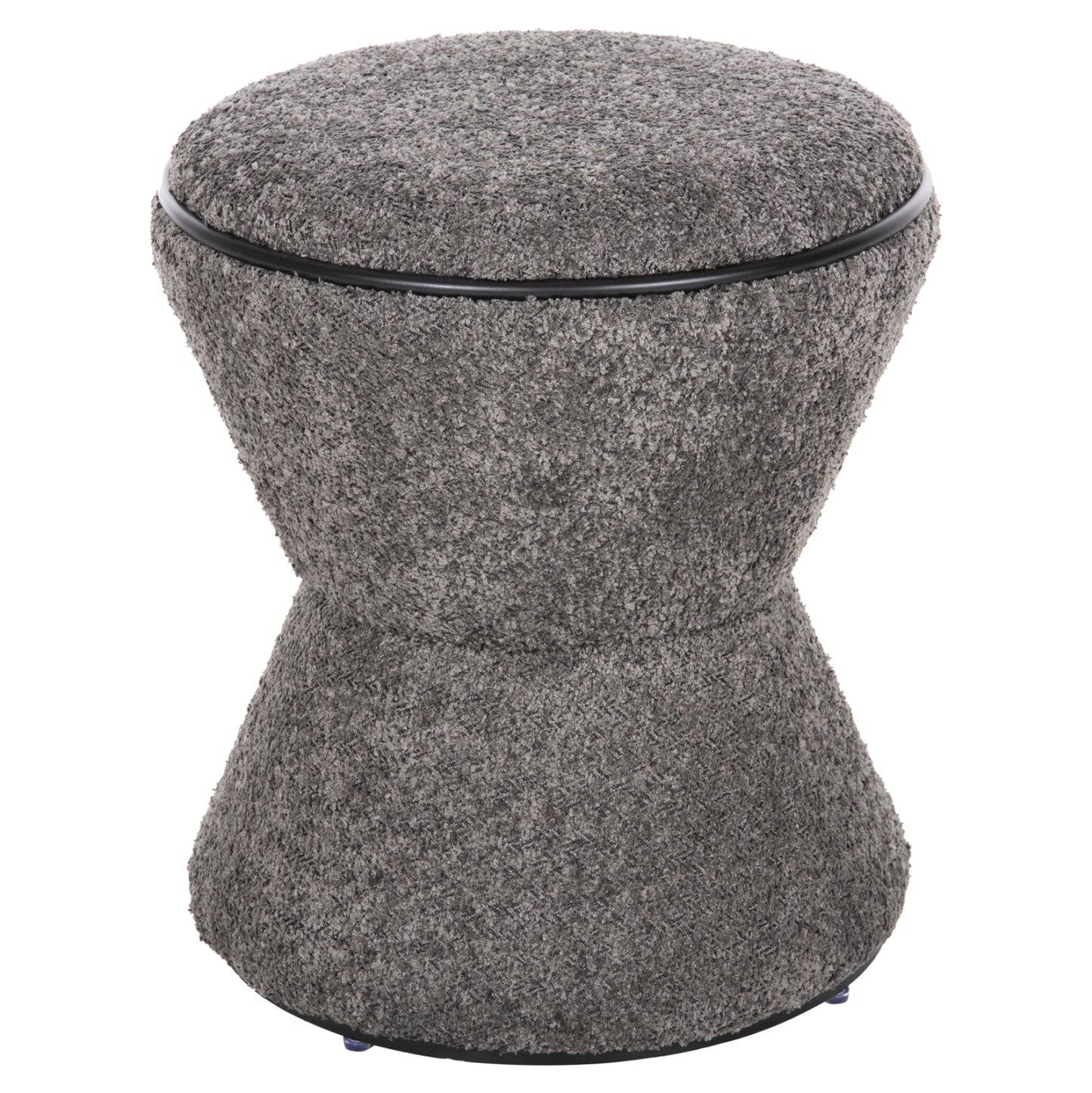 Stool Round Linner Hm9604.01 Boucle Fabric Grey-black Detail D38x44 Cm.