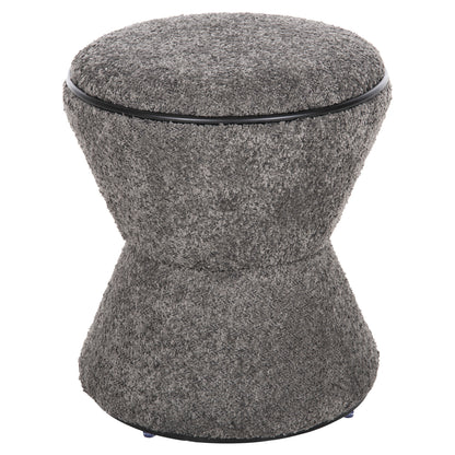 Stool Round Linner Hm9604.01 Boucle Fabric Grey-black Detail D38x44 Cm.