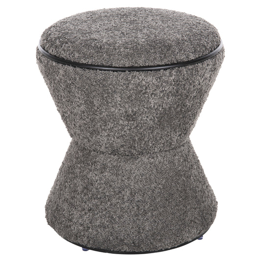 Stool Round Linner Hm9604.01 Boucle Fabric Grey-black Detail D38x44 Cm.