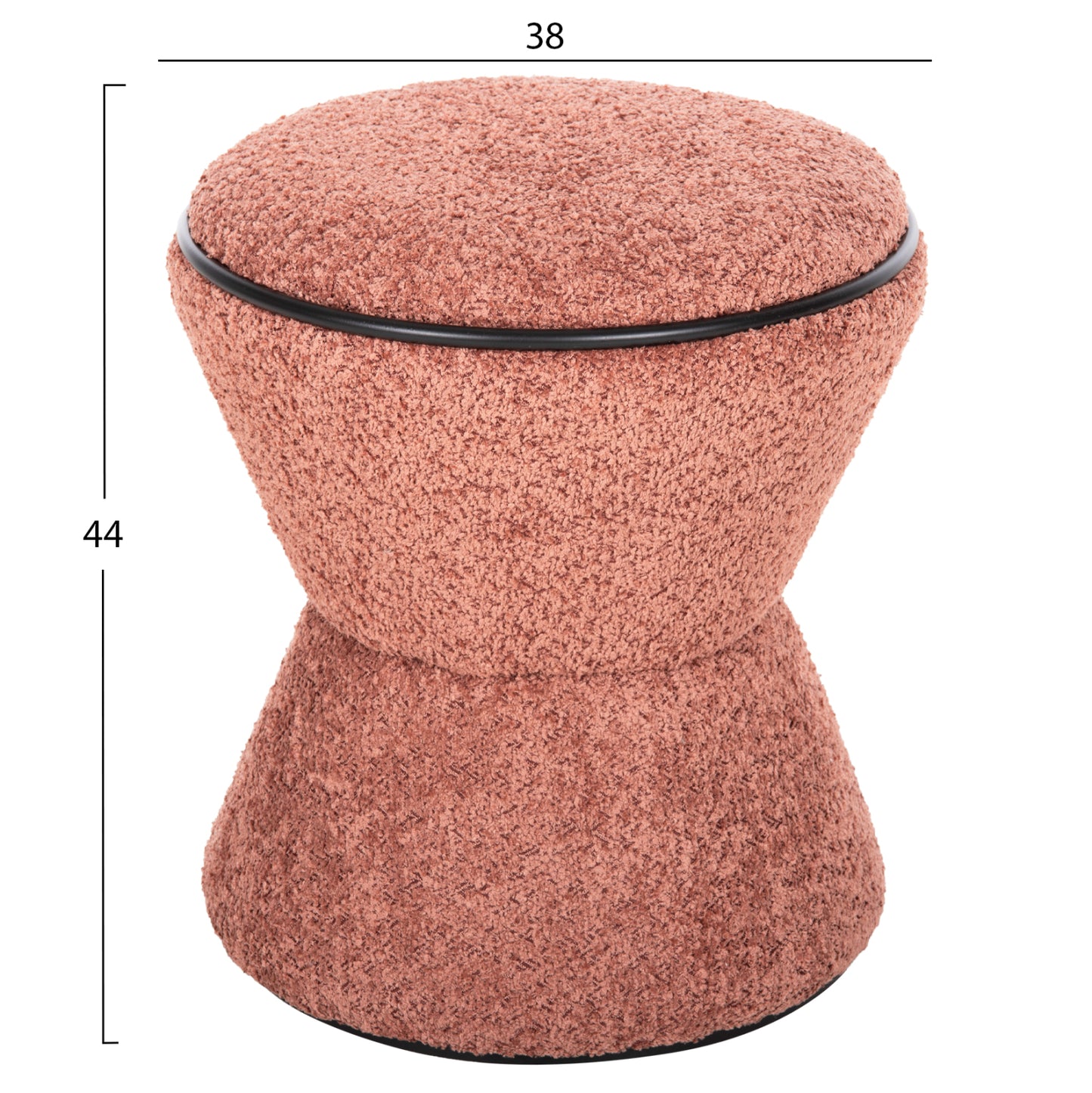 Stool Round Linner Hm9604.02 Boucle Fabric Pink-black Detail D38x44 Cm.