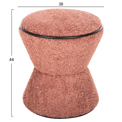 Stool Round Linner Hm9604.02 Boucle Fabric Pink-black Detail D38x44 Cm.