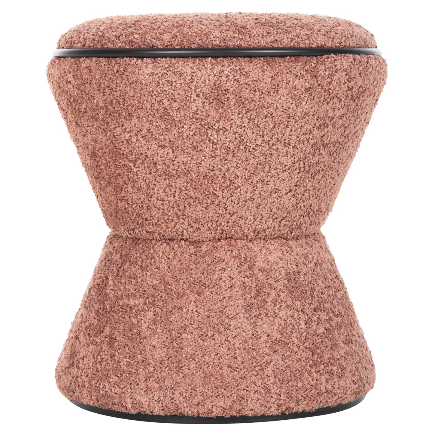 Stool Round Linner Hm9604.02 Boucle Fabric Pink-black Detail D38x44 Cm.