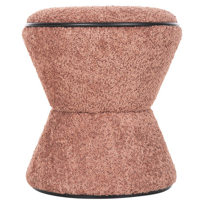 Stool Round Linner Hm9604.02 Boucle Fabric Pink-black Detail D38x44 Cm.