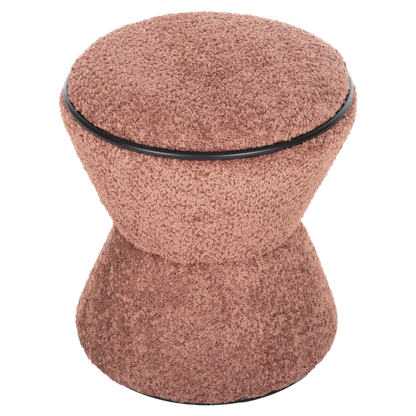 Stool Round Linner Hm9604.02 Boucle Fabric Pink-black Detail D38x44 Cm.