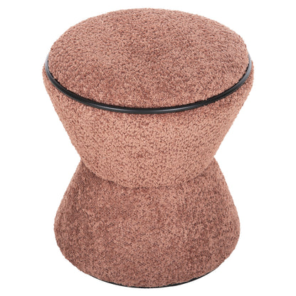 Stool Round Linner Hm9604.02 Boucle Fabric Pink-black Detail D38x44 Cm.