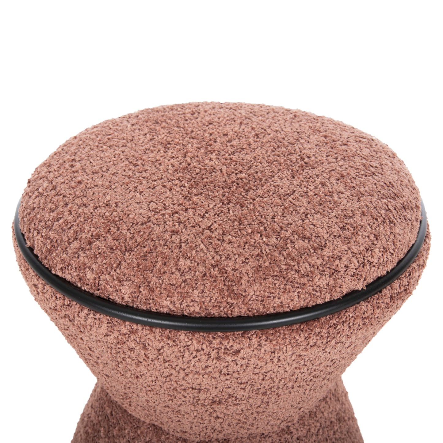 Stool Round Linner Hm9604.02 Boucle Fabric Pink-black Detail D38x44 Cm.