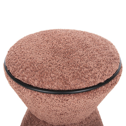 Stool Round Linner Hm9604.02 Boucle Fabric Pink-black Detail D38x44 Cm.