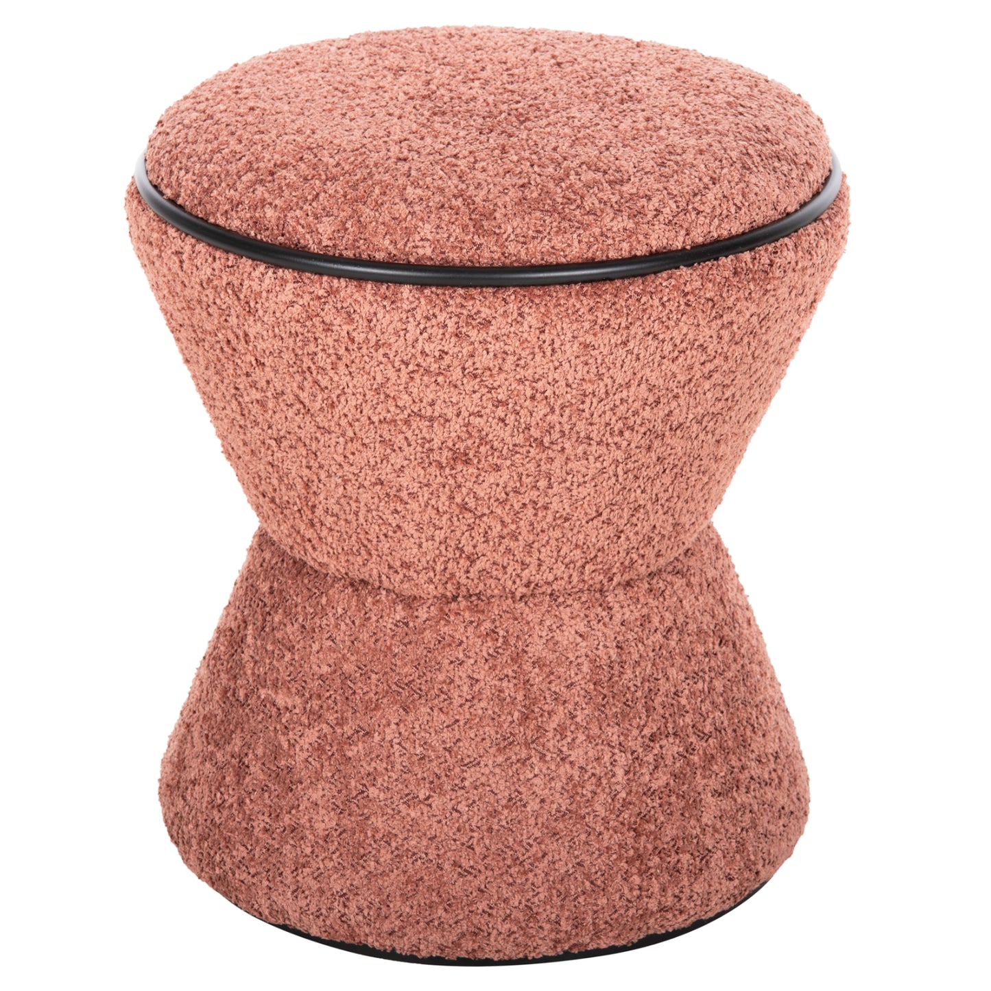 Stool Round Linner Hm9604.02 Boucle Fabric Pink-black Detail D38x44 Cm.
