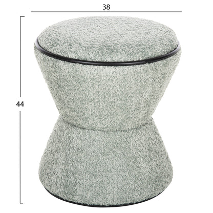 Stool Round Linner Hm9604.05 Boucle Fabric Pistachio Green-black Detail D38x44 Cm.