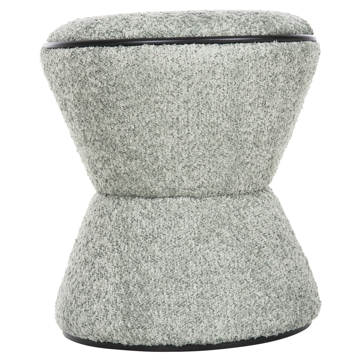 Stool Round Linner Hm9604.05 Boucle Fabric Pistachio Green-black Detail D38x44 Cm.