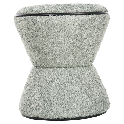Stool Round Linner Hm9604.05 Boucle Fabric Pistachio Green-black Detail D38x44 Cm.