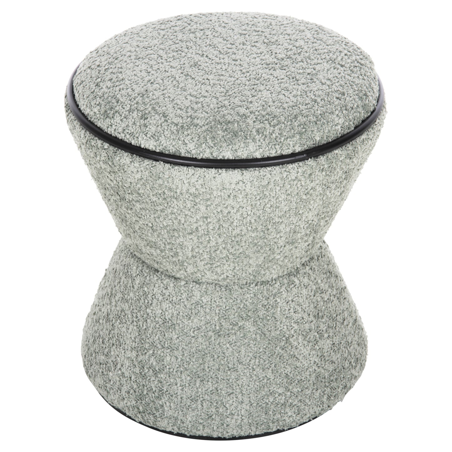 Stool Round Linner Hm9604.05 Boucle Fabric Pistachio Green-black Detail D38x44 Cm.