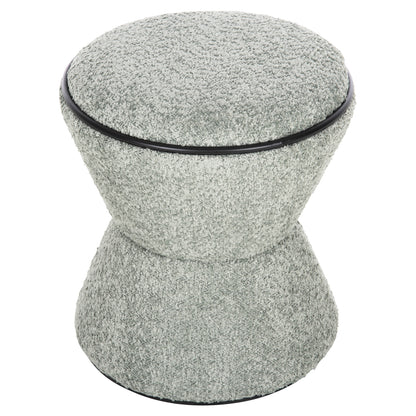 Stool Round Linner Hm9604.05 Boucle Fabric Pistachio Green-black Detail D38x44 Cm.