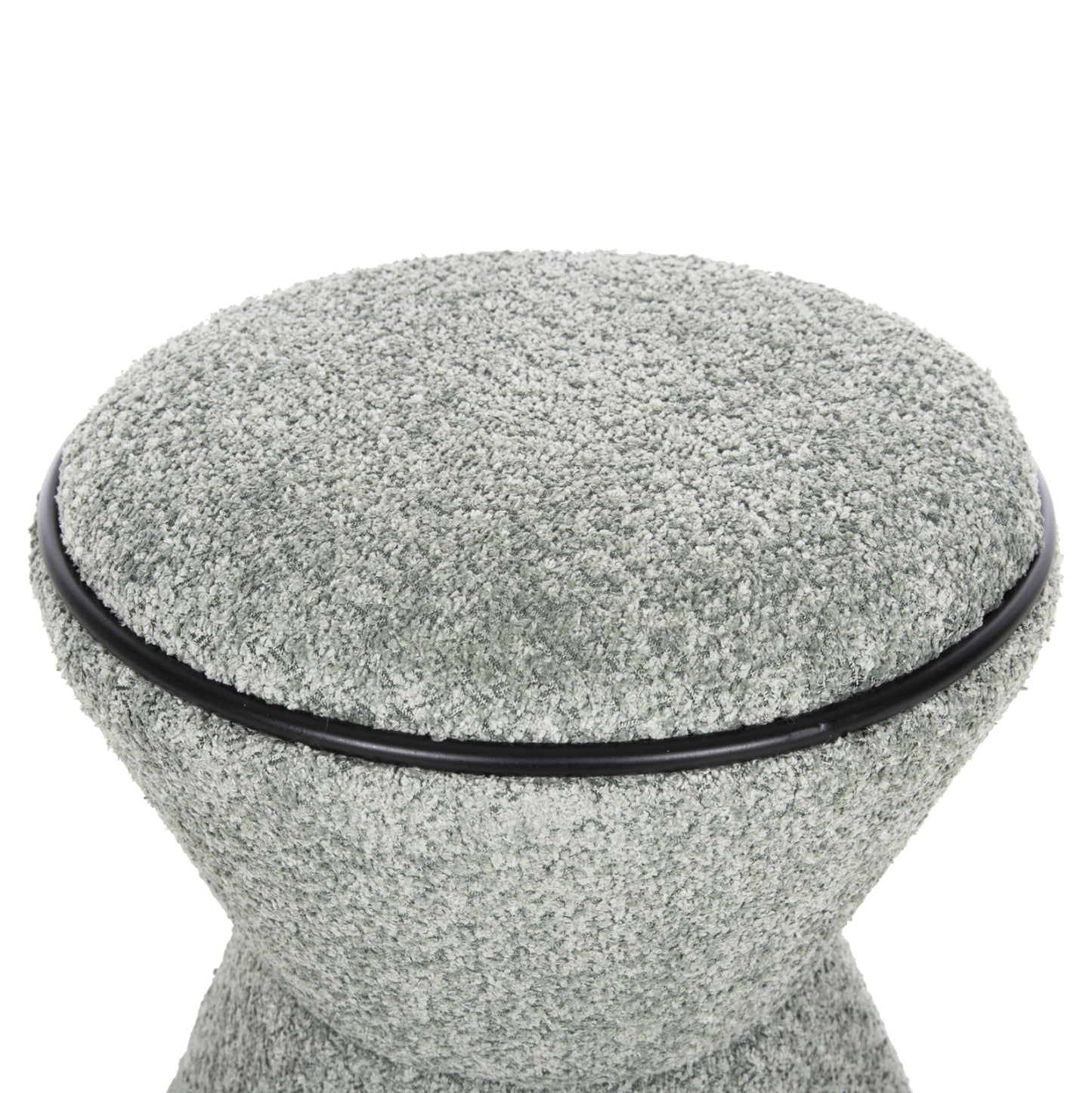 Stool Round Linner Hm9604.05 Boucle Fabric Pistachio Green-black Detail D38x44 Cm.