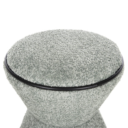 Stool Round Linner Hm9604.05 Boucle Fabric Pistachio Green-black Detail D38x44 Cm.