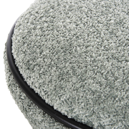 Stool Round Linner Hm9604.05 Boucle Fabric Pistachio Green-black Detail D38x44 Cm.
