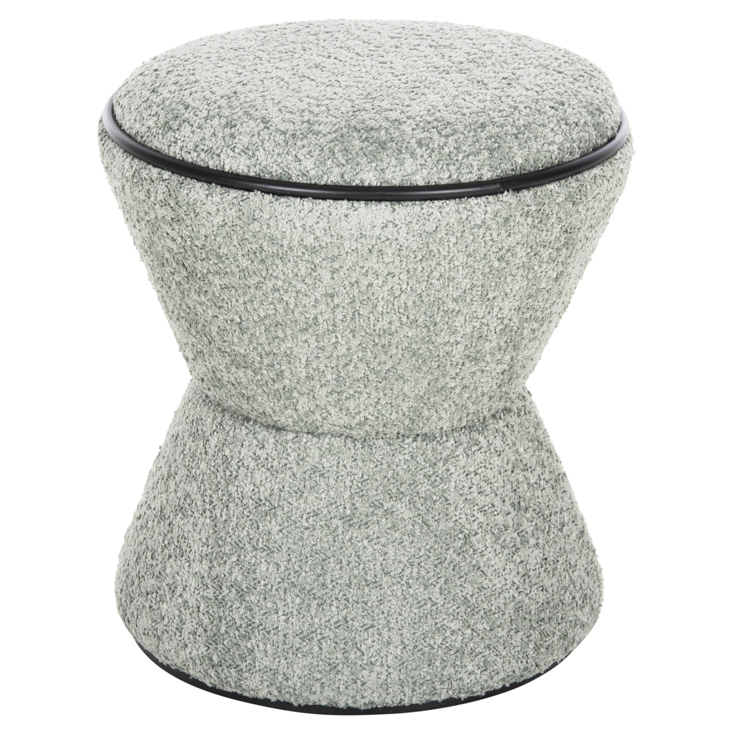 Stool Round Linner Hm9604.05 Boucle Fabric Pistachio Green-black Detail D38x44 Cm.