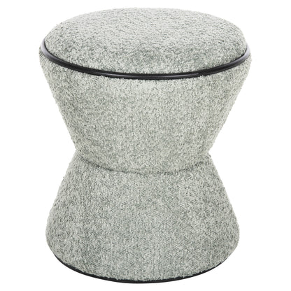 Stool Round Linner Hm9604.05 Boucle Fabric Pistachio Green-black Detail D38x44 Cm.