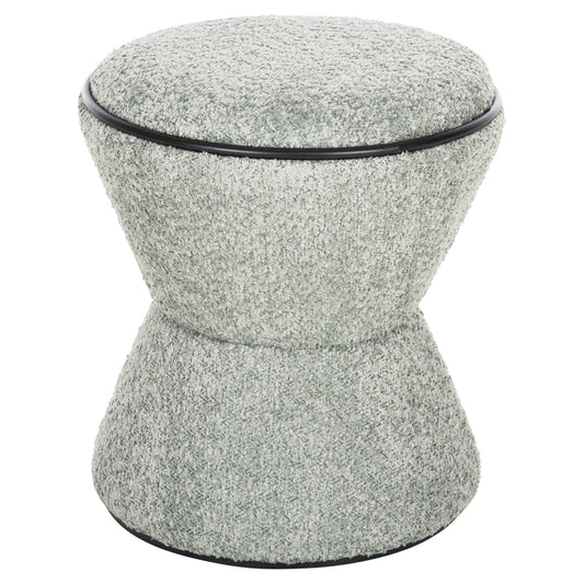 Stool Round Linner Hm9604.05 Boucle Fabric Pistachio Green-black Detail D38x44 Cm.